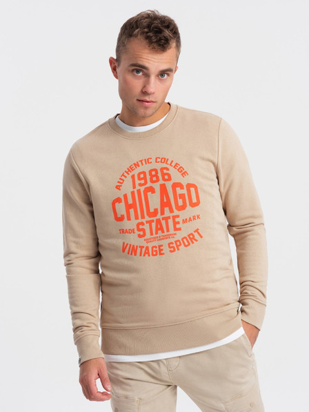 Ombre Clothing Beige Herren Sweatshirt bedruckt Ombre Kleidung