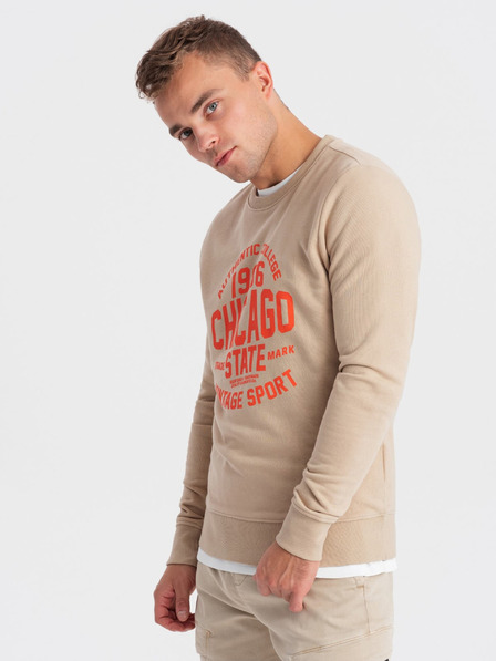 Ombre Clothing Beige Herren Sweatshirt bedruckt Ombre Kleidung