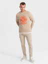Ombre Clothing Beige Herren Sweatshirt bedruckt Ombre Kleidung
