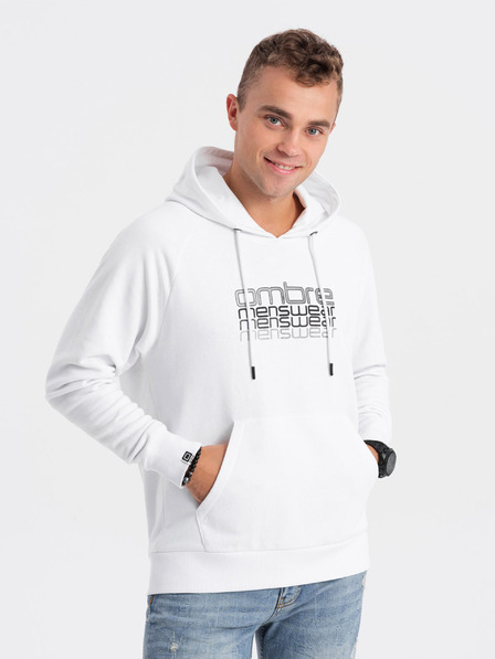 Ombre Clothing Weißer Herren-Kapuzenpullover Ombre Kleidung