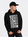 Ombre Clothing Schwarz-weißer Herren-Kapuzenpullover mit Druck Ombre Clothing