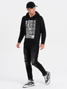 Ombre Clothing Schwarz-weißer Herren-Kapuzenpullover mit Druck Ombre Clothing