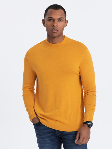 Ombre Clothing Senfgelber Herren-Basic-Pullover mit Stehkragen Ombre Clothing