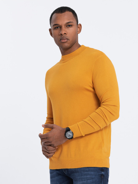 Ombre Clothing Senfgelber Herren-Basic-Pullover mit Stehkragen Ombre Clothing