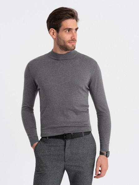 Ombre Clothing Graue Herren-Basic-Strickjacke mit Stehkragen Ombre Clothing