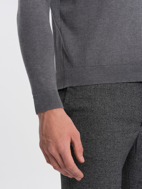 Ombre Clothing Graue Herren-Basic-Strickjacke mit Stehkragen Ombre Clothing