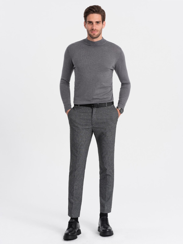 Ombre Clothing Graue Herren-Basic-Strickjacke mit Stehkragen Ombre Clothing