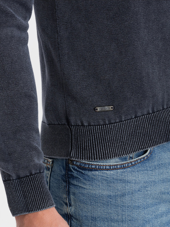 Ombre Clothing Dunkelblauer Herren-Basic-Pullover mit V-Ausschnitt Ombre Clothing