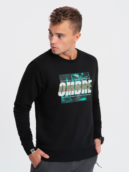 Ombre Clothing Schwarzes bedrucktes Herren-Sweatshirt Ombre Clothing