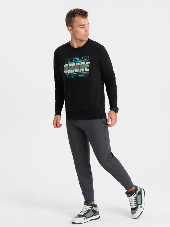 Ombre Clothing Schwarzes bedrucktes Herren-Sweatshirt Ombre Clothing