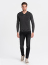 Ombre Clothing Schwarzer Herren-Basic-Pullover mit V-Ausschnitt Ombre Clothing