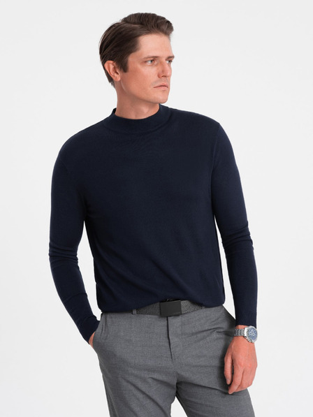 Ombre Clothing Dunkelblauer Herren-Basic-Pullover mit Stehkragen Ombre Clothing