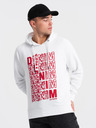 Ombre Clothing Rot-weißer Herren-Kapuzenpullover mit Aufdruck Ombre Clothing