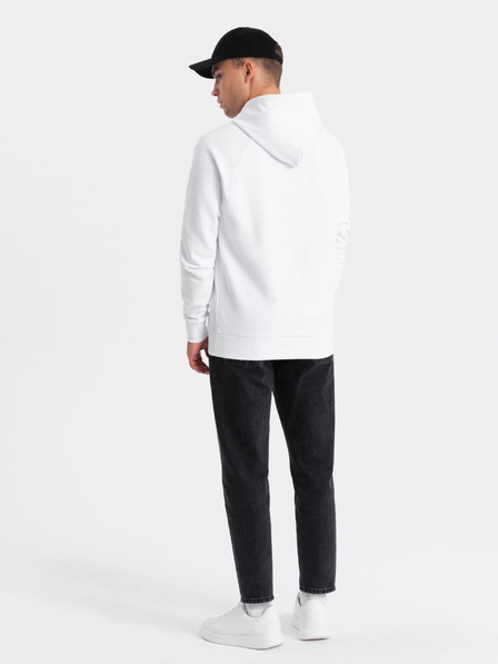 Ombre Clothing Rot-weißer Herren-Kapuzenpullover mit Aufdruck Ombre Clothing