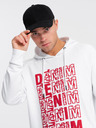 Ombre Clothing Rot-weißer Herren-Kapuzenpullover mit Aufdruck Ombre Clothing