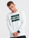 Ombre Clothing Weißer Herren-Kapuzenpullover mit Druck Ombre Clothing