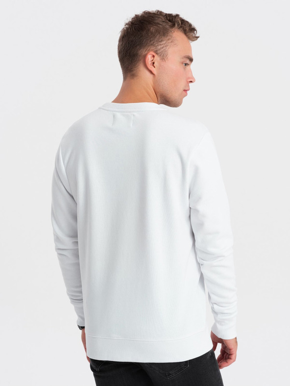 Ombre Clothing Weißer Herren-Kapuzenpullover mit Druck Ombre Clothing