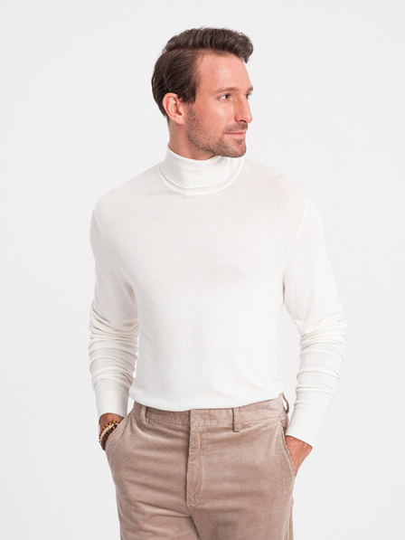 Ombre Clothing Cremefarbener Herren-Basic-Rollkragenpullover Ombre Clothing