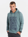 Ombre Clothing Blauer Herren-Kapuzenpullover mit Druck Ombre Clothing