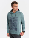 Ombre Clothing Blauer Herren-Kapuzenpullover mit Druck Ombre Clothing