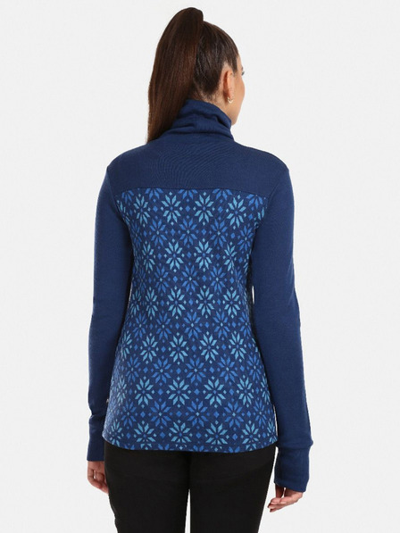 Kilpi Dunkelblaues gemustertes Damen-Rollkragen-T-Shirt aus Merinowolle Kilpi JANNU