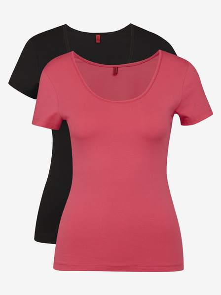 HUGO Set aus zwei Damen-T-Shirts in Schwarz und Rot HUGO