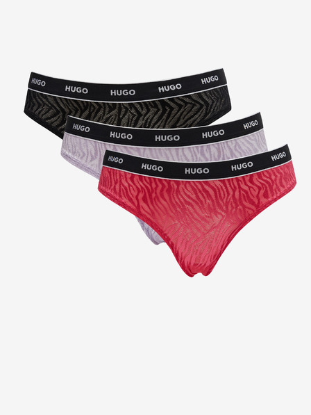 HUGO Dreier-Set Damen-Slips in Schwarz, Rosa und Lila HUGO