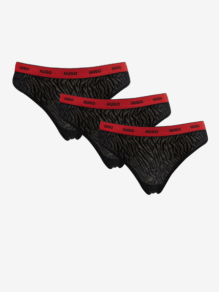 HUGO Dreier-Set Damen-Strings in Schwarz HUGO
