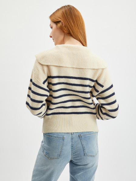 Orsay Cremefarbener gestreifter Damen-Pullover ORSAY