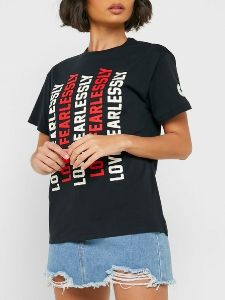Converse Schwarzes bedrucktes Damen-T-Shirt Converse