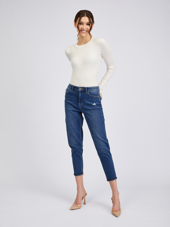 Orsay Dunkelblaue Cropped Mom Fit Damenjeans ORSAY