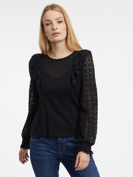 Orsay Schwarze gemusterte Damenbluse ORSAY