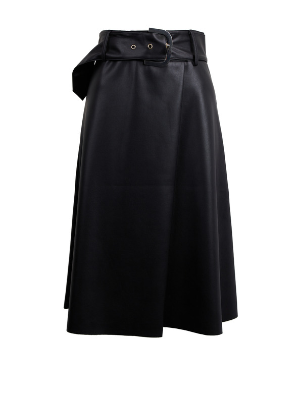 Orsay Schwarzer Damen Kunstlederrock ORSAY