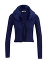 Orsay Blaue Damen-Strickjacke mit Kunstpelz ORSAY