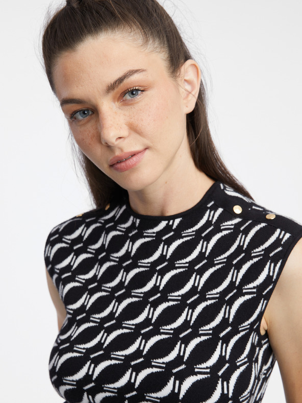 Orsay Weiß-schwarz gemusterter Damenpullover ORSAY