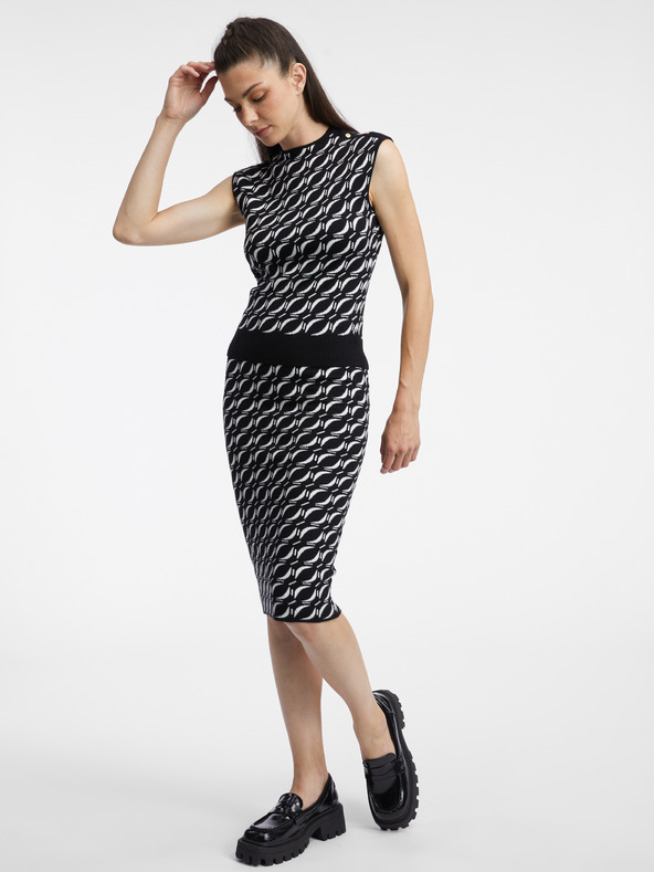 Orsay Weiß-schwarz gemusterter Damenpullover ORSAY