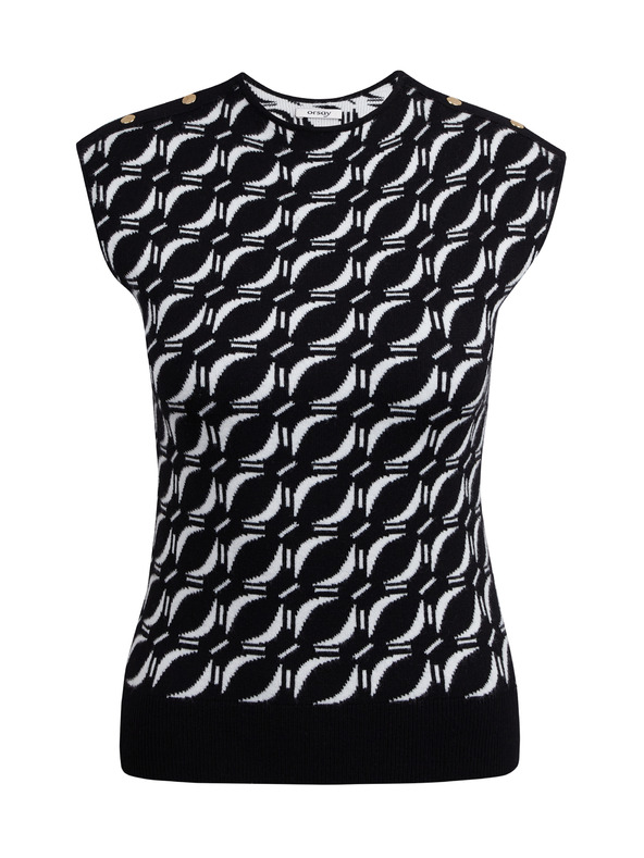 Orsay Weiß-schwarz gemusterter Damenpullover ORSAY