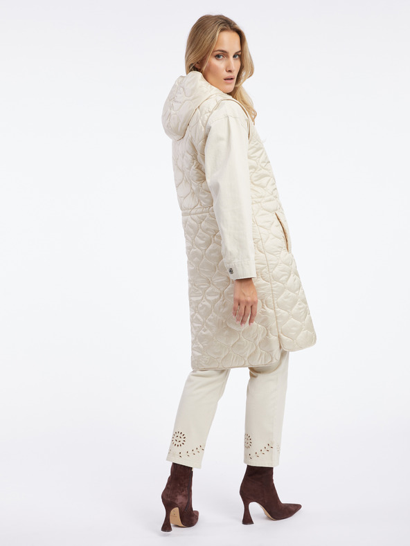 Orsay Beigefarbene lange Steppweste Damen ORSAY