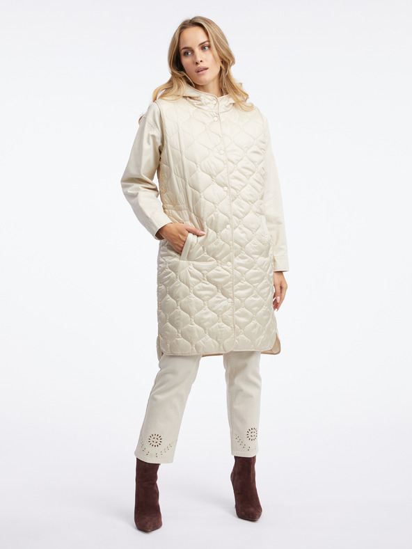 Orsay Beigefarbene lange Steppweste Damen ORSAY