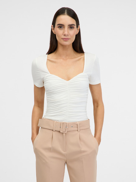 Orsay Cremefarbenes Kurzarm-T-Shirt für Frauen ORSAY
