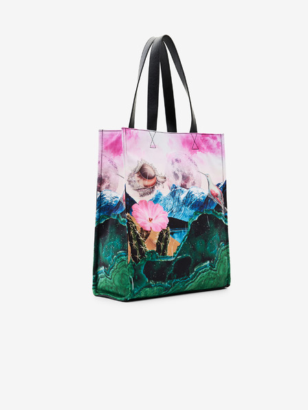 Desigual Grün und rosa Desigual Paisaje Surreal gemusterter Shopper für Damen