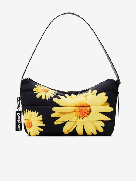 Desigual Gelbe und schwarze Desigual Margaritas Dover geblümte Handtasche für Damen