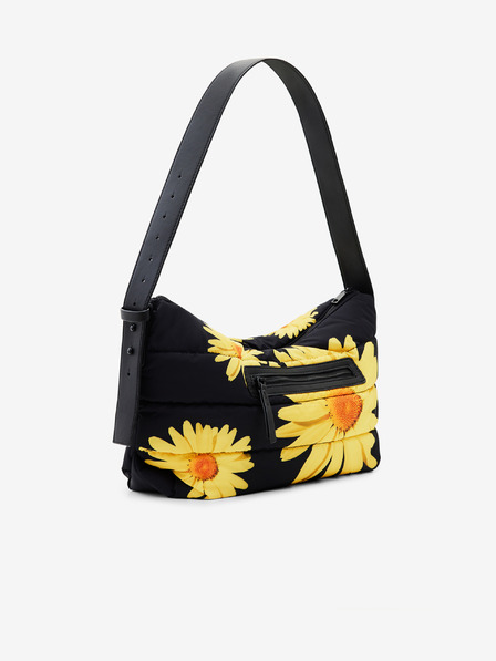 Desigual Gelbe und schwarze Desigual Margaritas Dover geblümte Handtasche für Damen