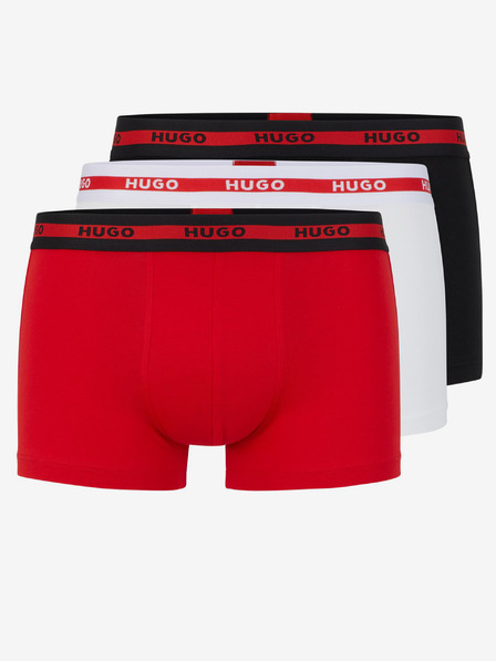 HUGO Dreier-Set Herren-Boxershorts in Schwarz, Rot und Weiß HUGO
