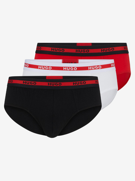HUGO Dreier-Set Herrenslips in schwarz, rot und weiß HUGO
