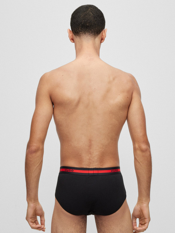HUGO Dreier-Set Herrenslips in schwarz, rot und weiß HUGO