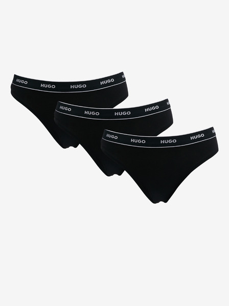 HUGO Dreier-Set Damen-Strings in Schwarz HUGO