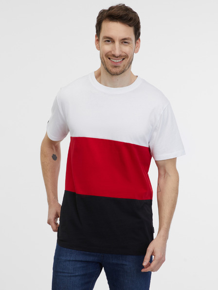Sam 73 Weißes und rotes Herren-T-Shirt SAM 73 Norman
