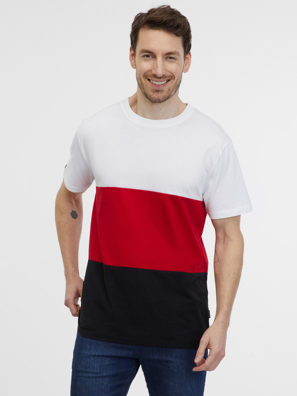 Sam 73 Weißes und rotes Herren-T-Shirt SAM 73 Norman