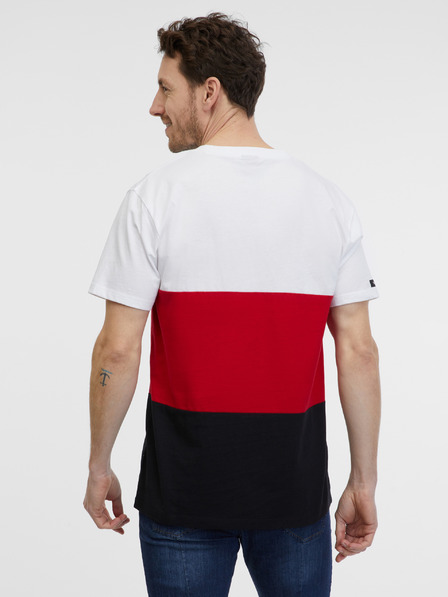 Sam 73 Weißes und rotes Herren-T-Shirt SAM 73 Norman